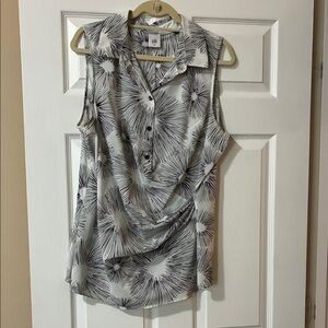 CAbi Black and White Sleeveless Blouse